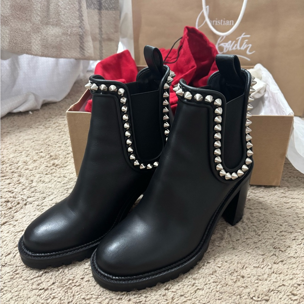 Christian Louboutin Black Studded Ankle Boots
